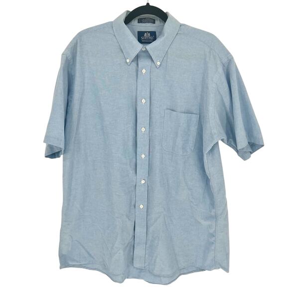 Stafford Men's Light Blue Short Sleeve Button Down Shirt - Picture 1 of 6